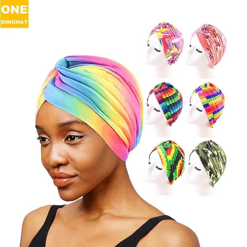 Bonnet bergaris topi India Eropa dan Amerika populer Bonnet En Satin dan bungkus rambut Satin