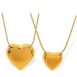 Heart Shaped Pendant <b>Necklace</b> 18k Gold Plated Large <b>Small</b> Size Unisex Everyday Wear Fine Jewelry - Product Image 5