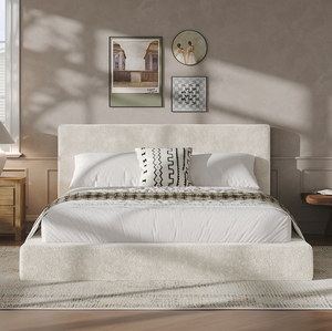 Coussin de lit convertible moderne sans cadre, 8,7'' en sherpa rembourré, facile à assembler (cadre de lit non inclus) - Product Image 1