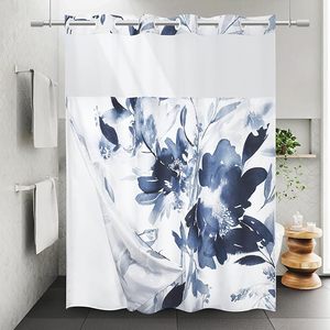 CF personnalisé <span class=keywords><strong>double</strong></span> couche détachable fleur imperméable polyester sans crochet rideau de douche tissu doublure ensemble en gros pour salle de bain - Product Image 2