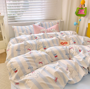 Set di Biancheria da <span class=keywords><strong>Letto</strong></span> in Puro Cotone con Stampe Cartoon Carine, Copripiumino <span class=keywords><strong>Singolo</strong></span> e Set Tre Pezzi con Lenzuolo - Product Image 1