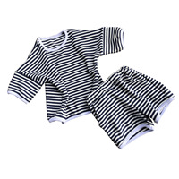 Ensemble de vêtements en 2 pièces pour bébé et enfant, t-shirt à manches courtes en coton gaufré rayé et short à ourlet élastique, été