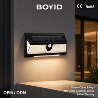 Lampe solaire LED Boyid nouvelle génération IP65 5W avec capteur de lumière, corps en ABS, étanche, interrupteur à télécommande, lanterne de jardin