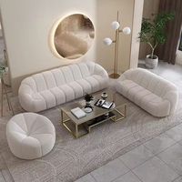 Lammfell-Kürbis-Chesterfield-Sofa-Set Dreisitzer für Kleine Wohnungen Internet-Trend Lässig Einfach Modern Leichter Luxus