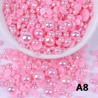 Perles semi-circulaires simulées AB perles ABS perles rondes en vrac pour la fabrication de bijoux à bricoler soi-même Bracelet Imitation perle de vêtement
