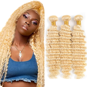 Extensiones de Cabello Rubio 613 con Ondas Profundas, Estilo Glamuroso y Rizado, Perfectas para la Playa y Peinados Diarios, Cabello Humano - Product Image 1