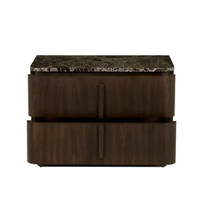 <span class=keywords><strong>Table</strong></span> <span class=keywords><strong>de</strong></span> <span class=keywords><strong>chevet</strong></span> contemporaine à 2 tiroirs en bois avec plateau en <span class=keywords><strong>marbre</strong></span> pour chambre à coucher - Product Image 6
