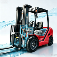 Chariot élévateur à fourche électrique 4x4 à cellules à combustible à hydrogène CPD30 de 3 tonnes avec frein à main mécanique anti-ébavurage et déplaceur latéral, pour palettes d'usine basse fréquence