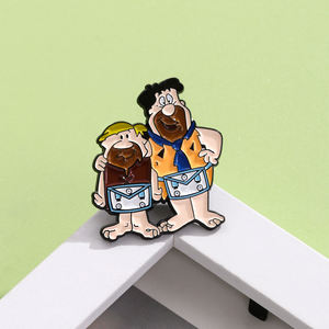 YINI üretici Flintstones-Fred Fred & Barney emaye pin-canlı Retro karikatür Duo rozeti | Nostaljik koleksiyon ve hediye - Product Image 3