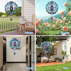 Sculptures éoliennes 3D suspendues en acier inoxydable pour extérieur, 12 pouces, motif hibou, pour jardin, patio, pelouse, ornement de cour, cadeau - Product Image 3