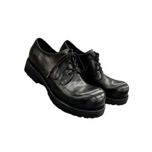 Zapatos Oxford de Cuero Negro con Punta Redonda, Cordones, Suela de Goma, Entresuela de EVA, Antideslizantes, para Todas las Temporadas, Calzado Casual para Hombre - Product Image 4