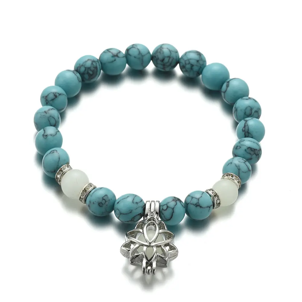 Natural Stone Bracelet Yoga Healing Luminous Glow In The Dark Bracelet Linfa Charm Beads Bracelet for Men Women Prayer Buddhism
