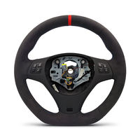 Volant de voiture en daim intégral avec bande supérieure rouge/bleue OEM pour BMW E90 E91 E92 E93 M3 E82 E81 E87 E88 E70 E71