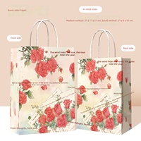 Sac en papier kraft personnalisé série fleurs pour traiteur, thé au lait, café, desserts, emballage à emporter, sac cadeau