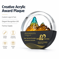 Trofeo de Cristal de Montaña Grabado a Mano, Creativo y Personalizado