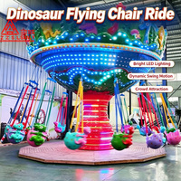 Manège Sanly Kids Dinosaur Park : Chaise Volante Rotative 16 Places, Construction en Acier, Capacité >500kg, Manège Balançoire Luna Park