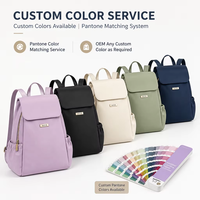 Sac à dos à rabat en nylon pour femme avec logo personnalisé, prix d'usine, léger, imperméable, pour voyage, ordinateur portable, avec poches latérales pour bouteilles