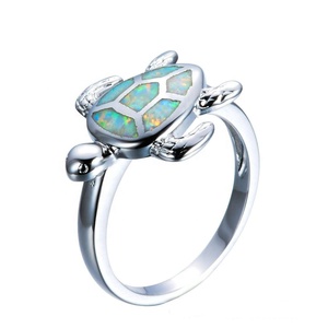Custom 925 Sterling Silver Opal Tortoise Shell Ring Classic Blue and Pink Sea <strong>Turtle</strong> <strong>Jewelry</strong> for Parties Wholesale - Product Image 3