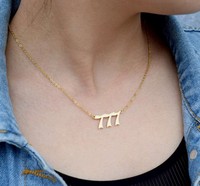 Collar de número de Ángel de acero inoxidable chapado en oro de 18K para mujer, joyería personalizada de alta calidad, sin deslustrar, resistente al agua, venta al por mayor