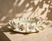 Bol décoratif en céramique 3D à motif floral, blanc, avec pétales superposés, pour console, table à manger, décoration de la maison