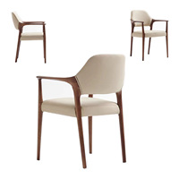 Chaise de salle à manger de designer italien, style contemporain, en bois de frêne blanc massif et teck, dossier moderne, coussin en coton, pour hôtel commercial