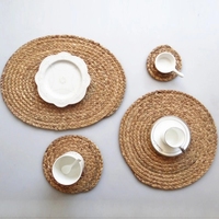 Napperons tissés en paille de gourde naturelle, tapis ronds en jacinthe d'eau, isolation thermique, porte-Pot, sous-verres, accessoires de cuisine