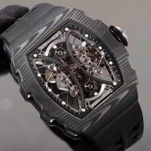 Montre mécanique de style moderne, bracelet en caoutchouc noir classique, tourbillon, étanche 50 BAR, montre sport pour homme 5301. - Product Image 2