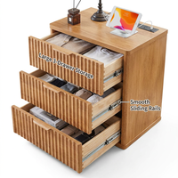 Vente directe usine – Table de chevet moderne et minimaliste en bois massif, tiroirs de qualité FAS 1-2, prise personnalisable, durable, pour salon