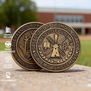 Nouvelles pièces de monnaie de défi personnalisées en alliage de zinc 3D, pièces de monnaie en métal personnalisées bon marché, estampage de pièces de monnaie d'école, pièces de monnaie souvenirs pour la collection de <span class=keywords><strong>loisirs</strong></span> - Product Image 1