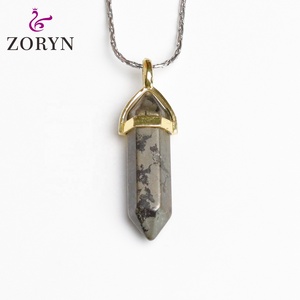 Colgante de Cristal de Piedra Natural con Bisel Chapado en Oro, Cadena de Plata, Estilo Boho Vintage, de Acero Inoxidable, para Hombres y Mujeres - Product Image 1