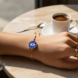 Turkish <b>Adjustable</b> Eye Enamel <b>Adjustable</b> <b>Bracelet</b> Wholesale Turkish 925 Sterling Silver Jewelry - Product Image 3