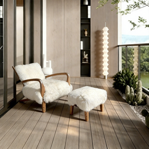 <span class=keywords><strong>Fauteuil</strong></span> d'appoint moderne <span class=keywords><strong>en</strong></span> <span class=keywords><strong>peau</strong></span> <span class=keywords><strong>de</strong></span> <span class=keywords><strong>mouton</strong></span> avec ottoman, structure <span class=keywords><strong>en</strong></span> bois massif, chaise longue <span class=keywords><strong>en</strong></span> laine pour salon et chambre à coucher - Product Image 5