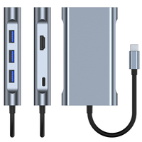 7 dans 1 Type USB C HUB Station D'accueil 4K 1 HDTV 3 USB Ports SD/TF Lecteur de Carte Adaptateur Multiport Dongle Compatible Type C Ordinateurs Portables