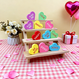 ของตกแต่งรูปหัวใจไม้หลากสี 1 ชิ้น พร้อมสัญลักษณ์วันวาเลนไทน์ เหมาะสำหรับมื้อค่ำวันวาเลนไทน์ งานปาร์ตี้สไตล์วินเทจ - Product Image 4