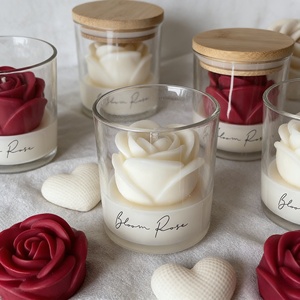 Bougie en cire de soja écologique, personnalisable avec logo, bougie en forme de tulipe, articles de décoration pour la maison avec couvercle, bougie en verre de luxe - Product Image 5