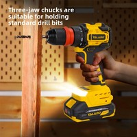 Vente chaude transfrontalière Perceuse sans fil sans balais 21V 10mm à vitesse variable, batterie au lithium, couple 35NM, construction métallique, OEM, usage domestique
