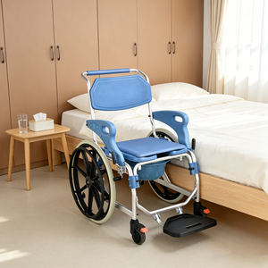 Bulk Supply Medical <strong>Shower</strong> <strong>Chair</strong> with Handicap Footrest, Portable Aluminum Foldable Toilet Commode <strong>Chair</strong> with Wheels for Elderly - Product Image 5