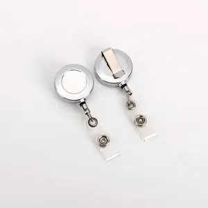 3.2Cm Intrekbare Badgehouder Haspel Metalen Id Badge Houder Met Riem Terug Clip Sleutelhanger Voor Naam Kaart Sleutelhanger