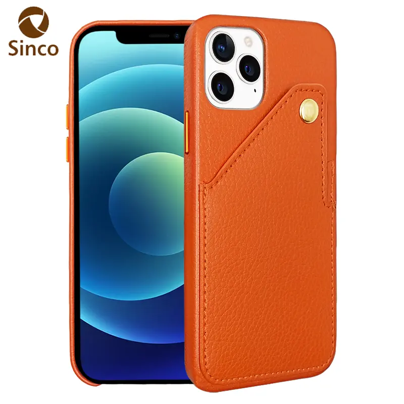 Men Popular Pebble Grained Vegan Leather Phone Cover Cases With Card Holder For IPhone 12