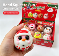 Balle anti-stress de Noël à presser, jouet sensoriel souple et moelleux DIY (visage, bonhomme de neige, Père Noël, renne) – Cadeaux de fêtes