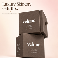 Coffret Cadeau Personnalisé Soins de la Peau en Papier Tissé Marron Foncé avec Estampage à Chaud Blanc, Livre de Marque à Couverture Rabattable, Ruban et Tirette OEM