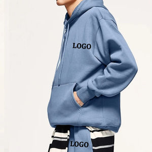 Survêtement uni 100% coton de haute qualité pour hommes en gros pull à capuche techniques brodées costume d'hiver avec poche - Product Image 2