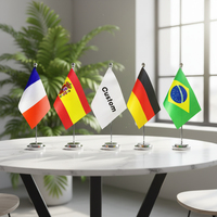 Drapeaux de pays personnalisés, drapeaux de table de bureau, drapeaux de réunion portables de haute qualité avec logo et taille personnalisés, support de drapeau pour réunion