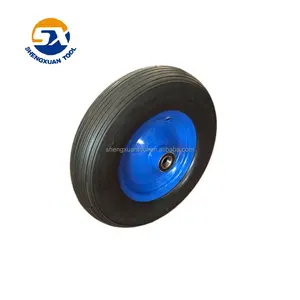 Rueda de carretilla sólida de PU, rueda plana sin ruido con borde de acero y varios colores