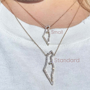 Ciondolo Gemnel Mappa della Terra d'Israele con Diamanti e Zaffiri, Collana con Pendente Placcato Oro 14K, Design con Zirconia Blu e Charm Stella di David - Product Image 5