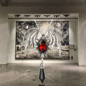 Collar de cuerda de cuero Punk de moda con espada de Jesús chapada en oro y colgante de circón de estilo lindo de dragón para hombres y mujeres - Product Image 2