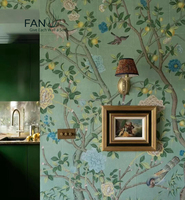 Papier peint Zhenling peint à la main et brodé de fleurs de prunier pour la décoration murale intérieure