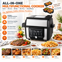 Appareil de cuisson multifonction : Four, Grill sans fumée, Plaque de cuisson, Contrôle intelligent de la température, Double surface, Compatible lave-vaisselle