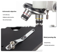 Microscope biologique exquis, corps entièrement métallique, éclairage LED, pour expériences en classe de sciences à l'école primaire, emballage séparé