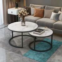 Table basse minimaliste pour salon, mobilier de maison, style moderne et luxueux, durable, avec cadre en métal rond et plateau en bois